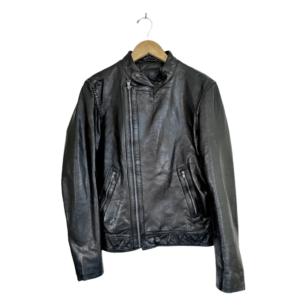 Banana Republic Women's Leather Jacket Asymmetrical Zipper Zip Cuffs Size Medium - Picture 8 of 15